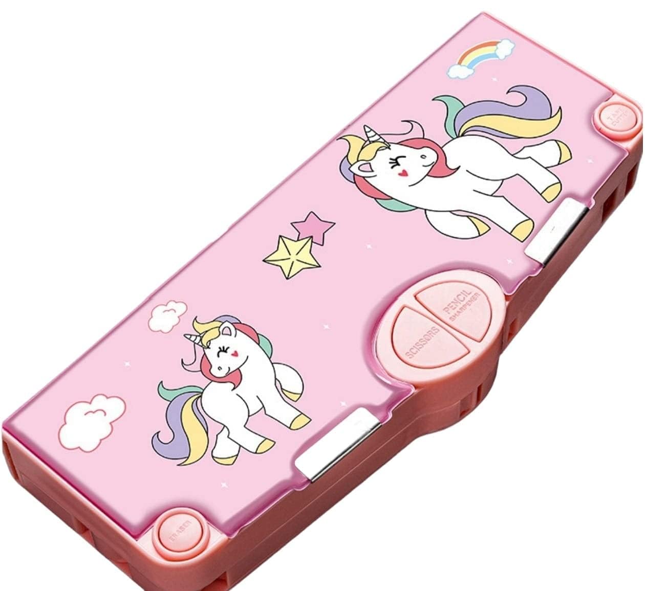 SkyShopy 1PC MULTIFUNCTIONAL PENCIL CASE, LARGE CAPACITY PENCIL BOX FOR BOYS & GIRLS STUDENTS WITH CRAFT SCISSOR PORTABLE STATIONERY ORGANIZER Pink SkyShopy 1PC MULTIFUNCTIONAL PENCIL CASE, LARGE CAPACITY PENCIL BOX FOR BOYS & GIRLS STUDENTS WITH CRAFT SCISSOR PORTABLE STATIONERY ORGANIZER Pink